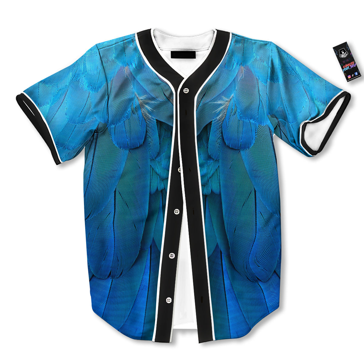 Feather Blue Print Baseball Jersey-grizzshop