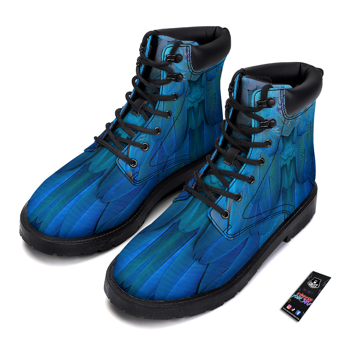 Feather Blue Print Boots-grizzshop