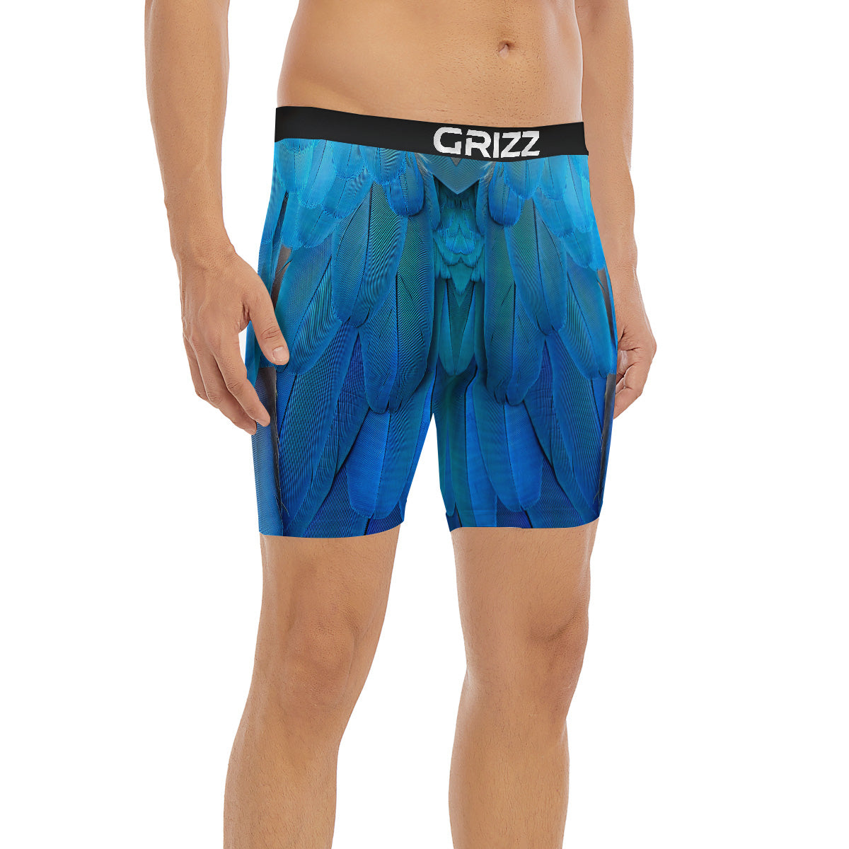 Feather Blue Print Boxer Briefs-grizzshop