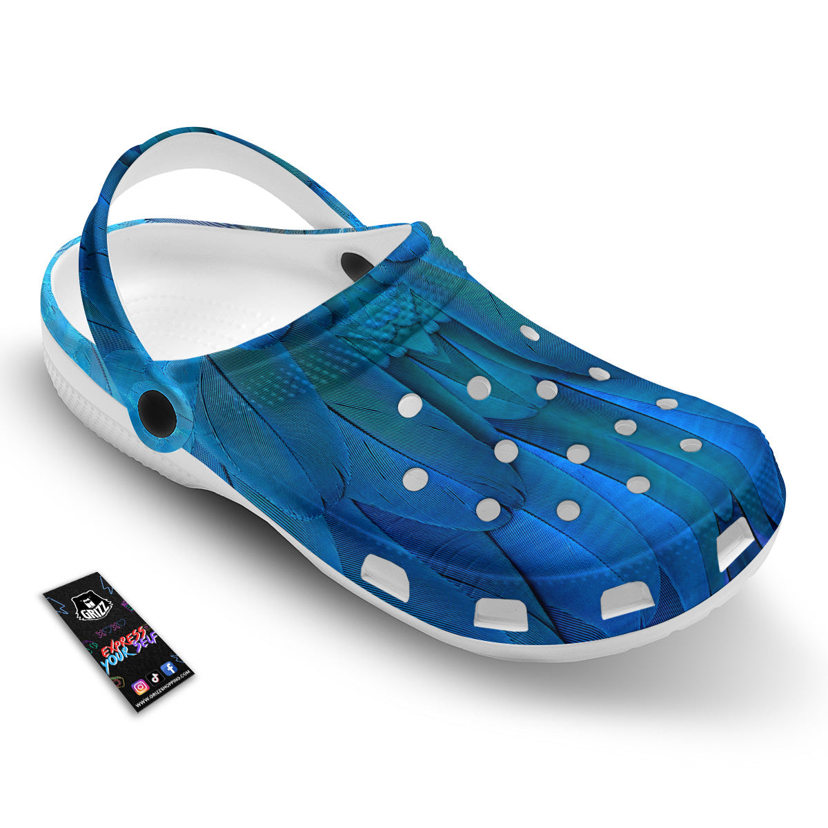 Feather Blue Print Clog-grizzshop