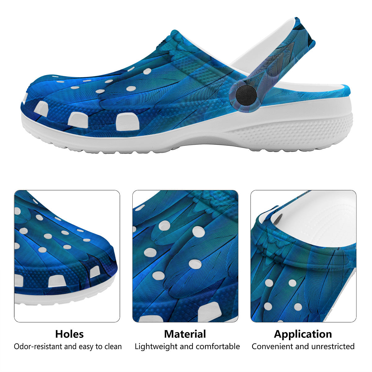 Feather Blue Print Clog-grizzshop