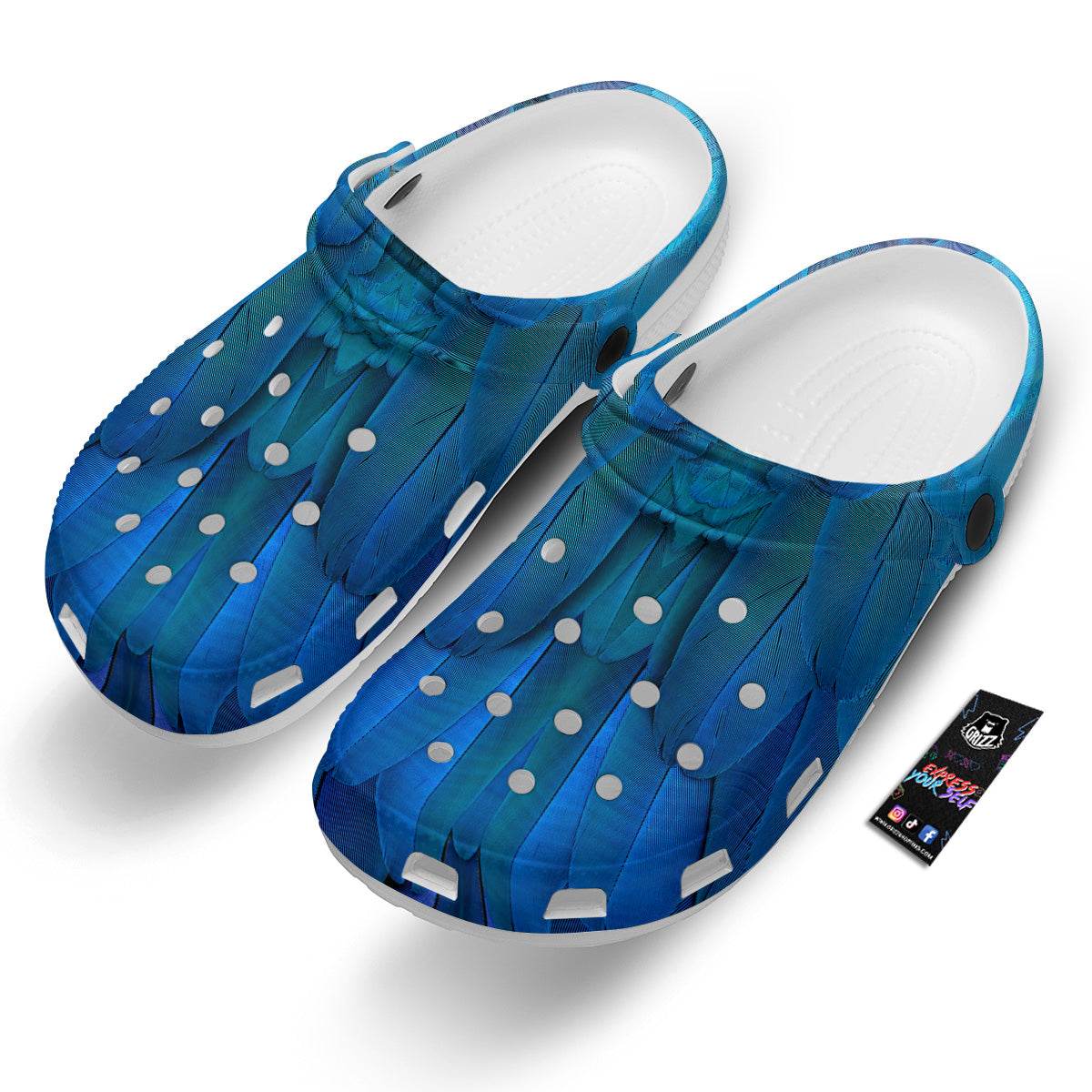Feather Blue Print Clog-grizzshop