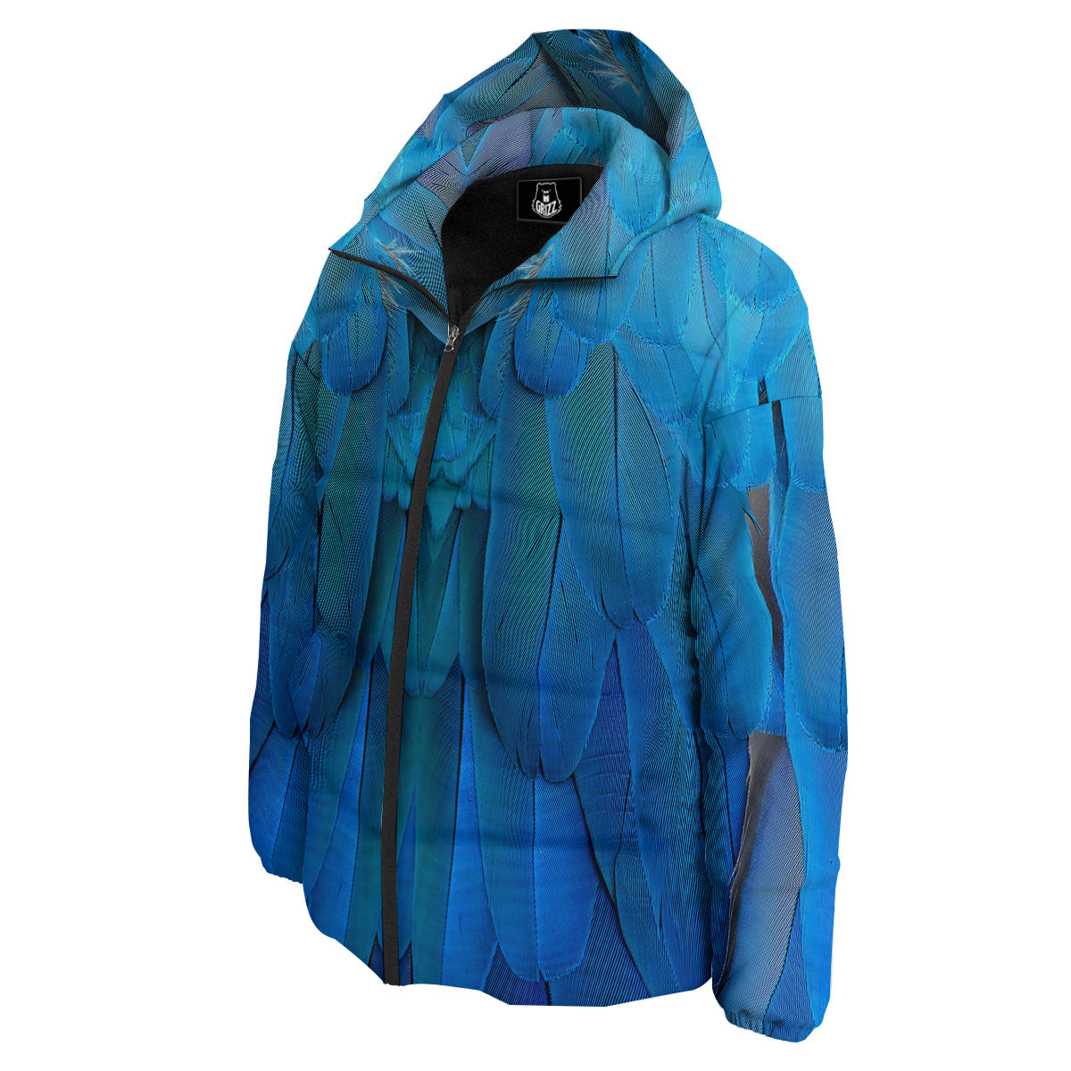 Feather Blue Print Down Jacket-grizzshop
