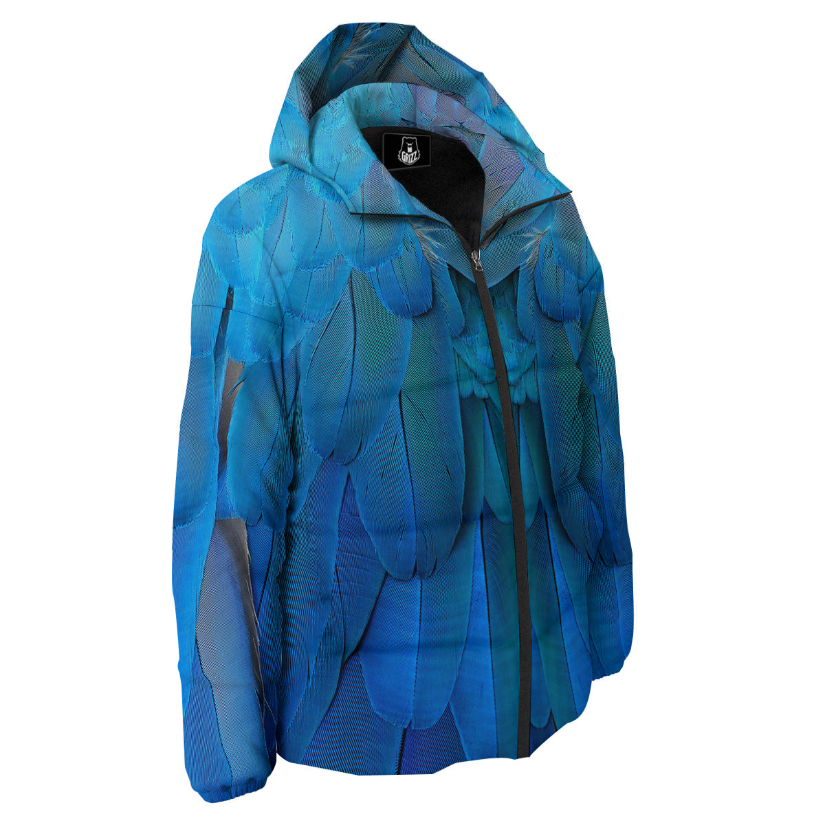 Feather Blue Print Down Jacket-grizzshop