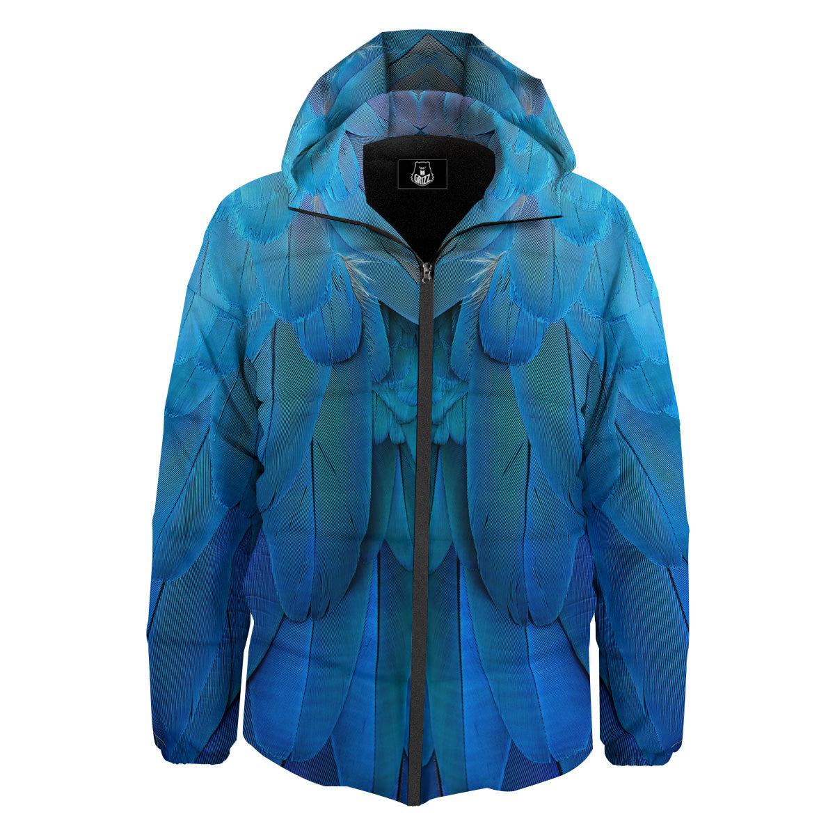 Feather Blue Print Down Jacket-grizzshop