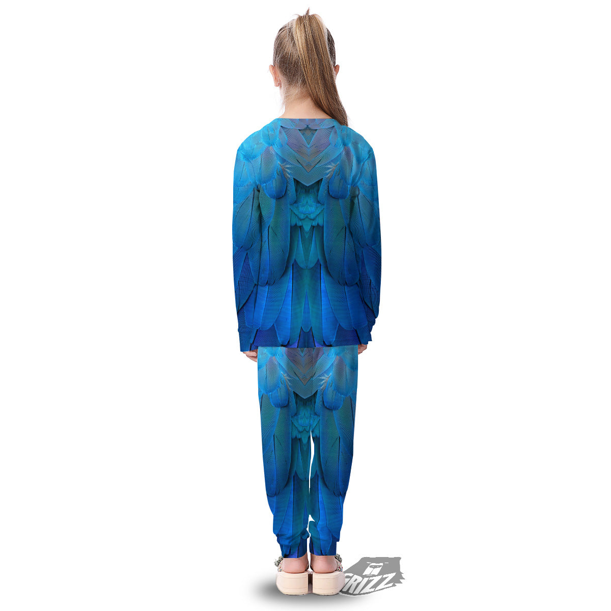 Feather Blue Print Kid's Pajamas-grizzshop