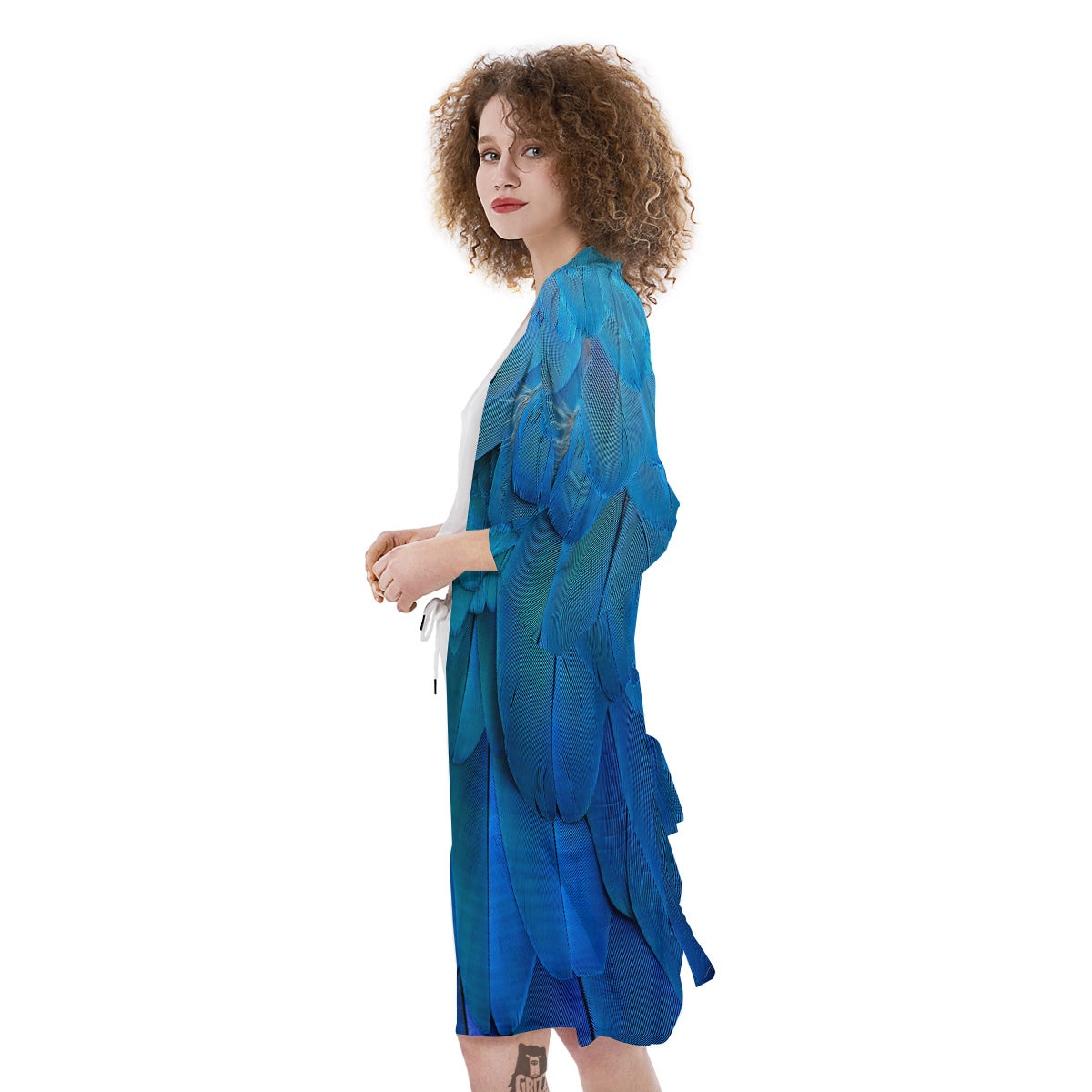 Feather Blue Print Kimono-grizzshop