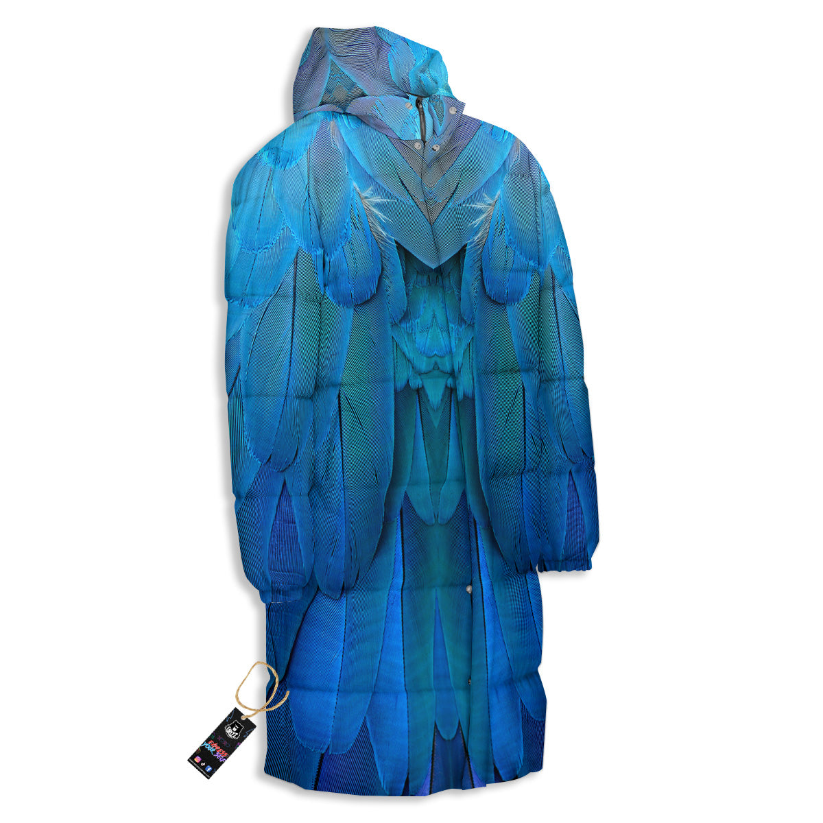 Feather Blue Print Long Down Jacket-grizzshop