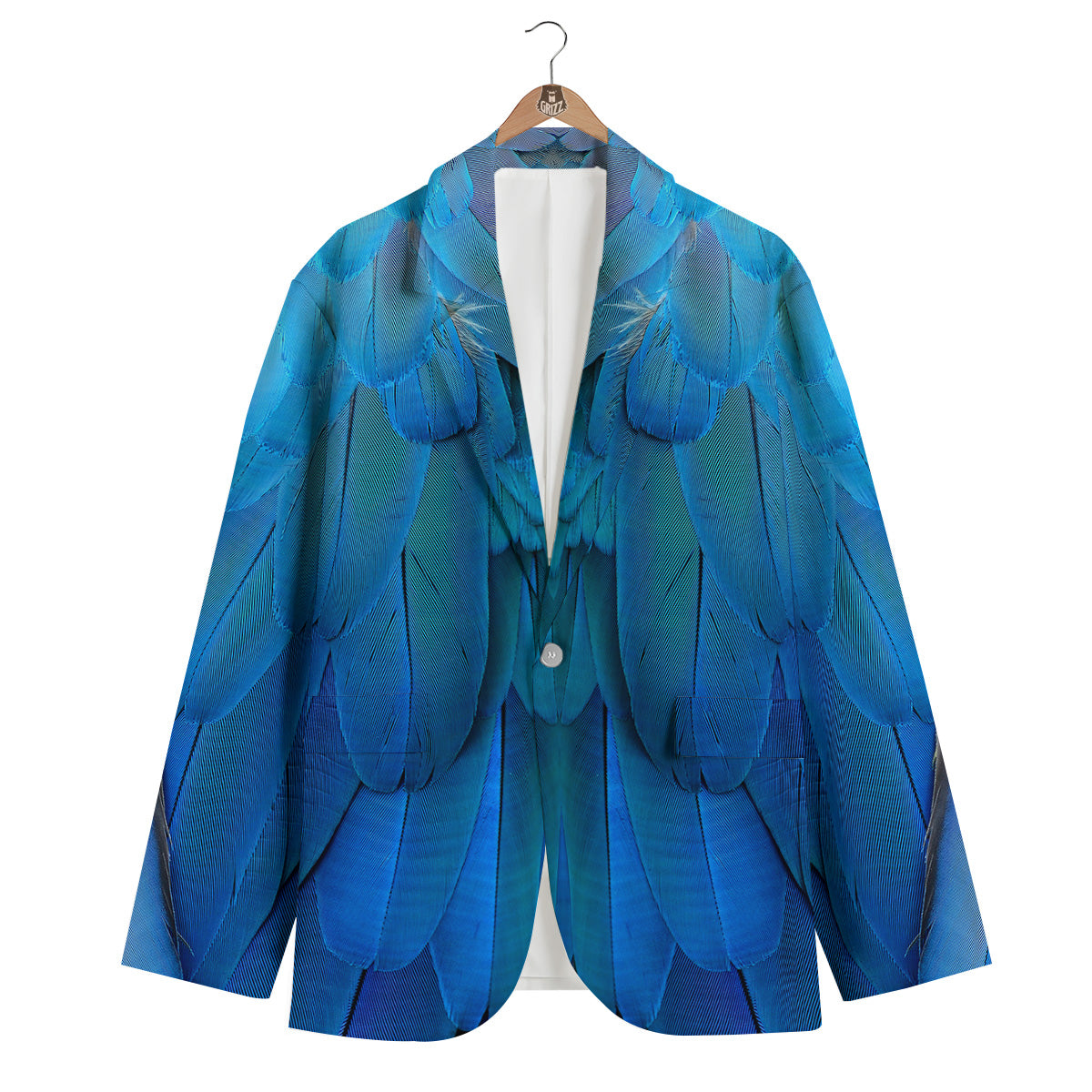 Feather Blue Print Men's Blazer-grizzshop