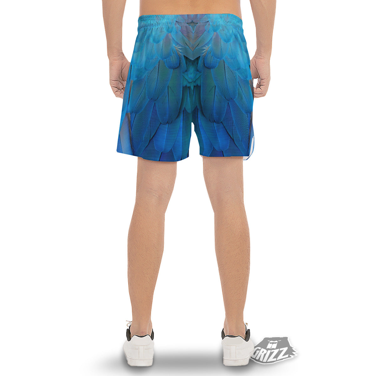 Feather Blue Print Men's Gym Shorts-grizzshop