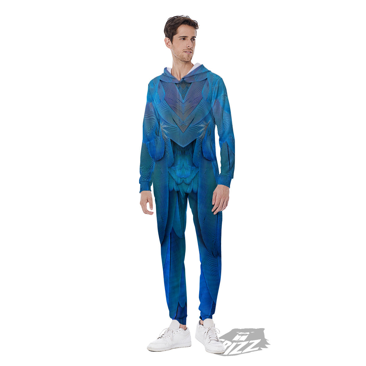 Feather Blue Print Men's Jumpsuit-grizzshop