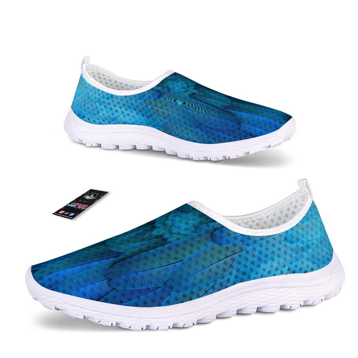 Feather Blue Print Nurse Shoes-grizzshop