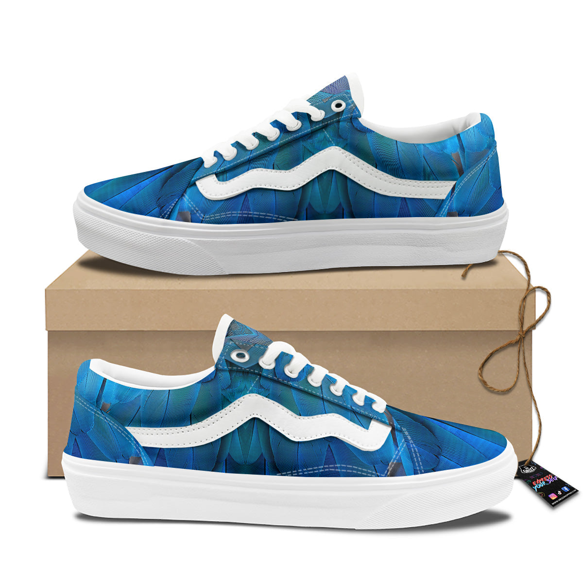 Feather Blue Print Skate Shoes-grizzshop