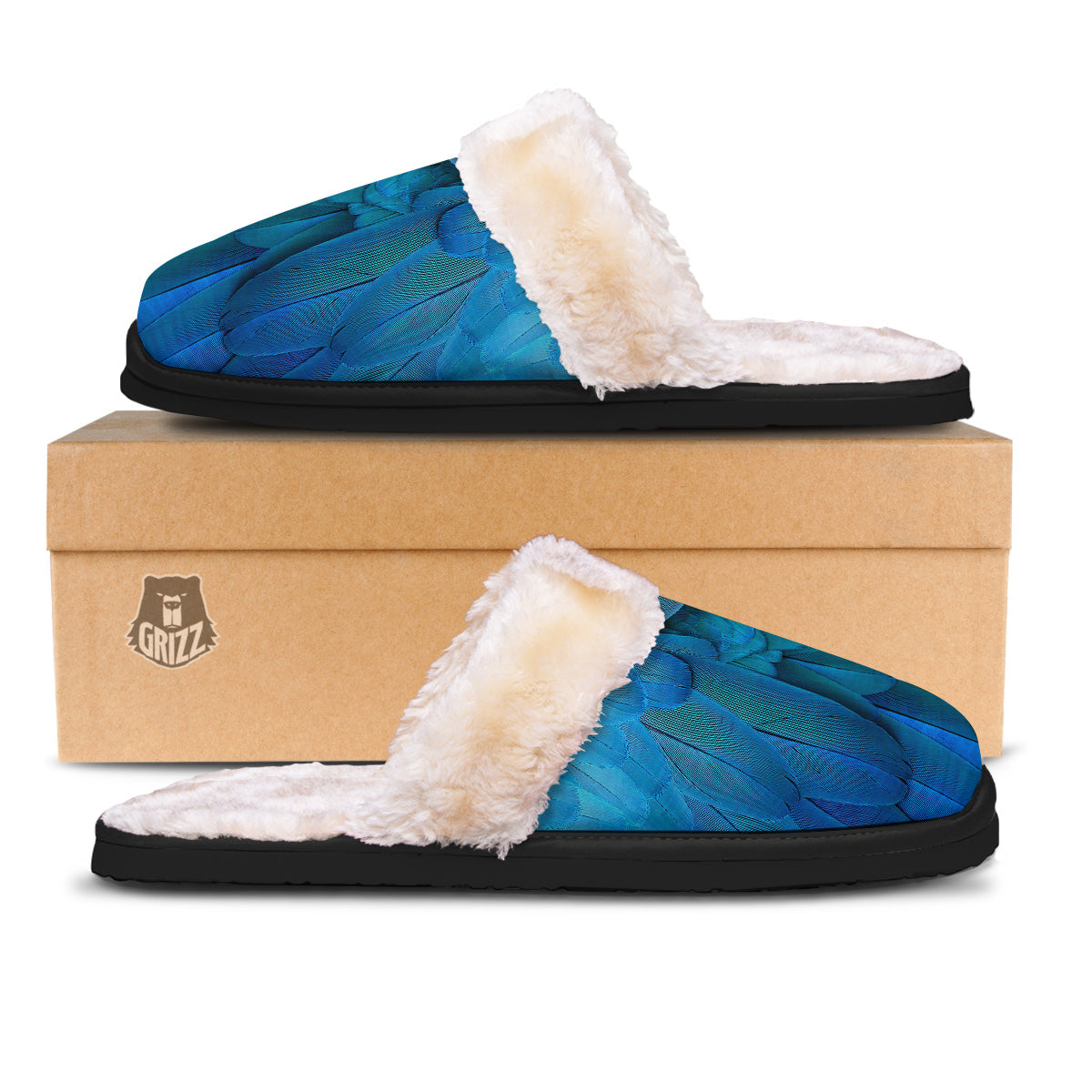 Feather Blue Print Slippers-grizzshop