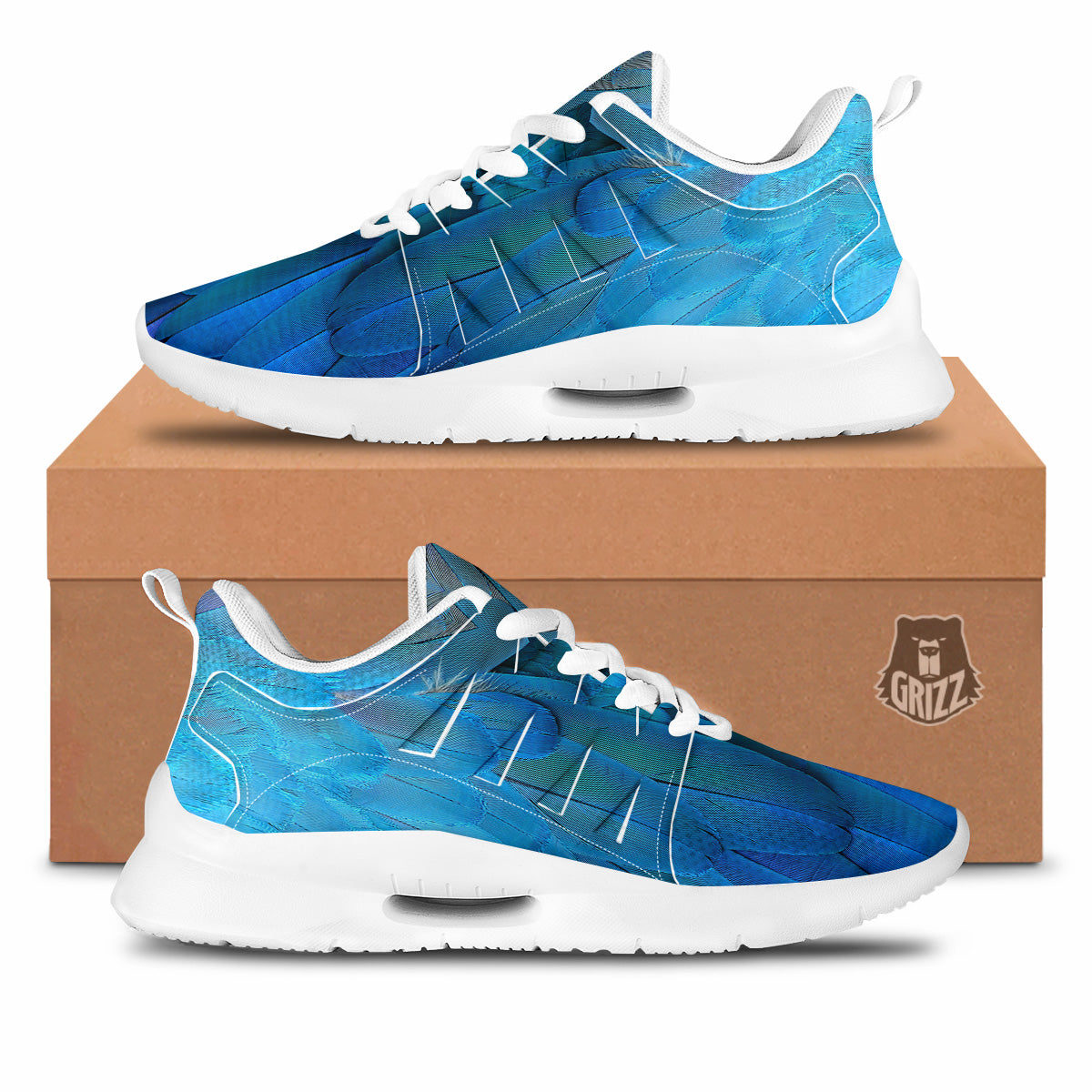 Feather Blue Print Tennis Shoes-grizzshop