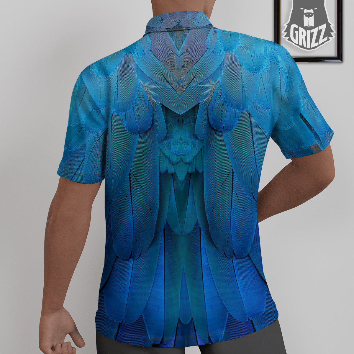 Feather Blue Print Untucked Shirts-grizzshop