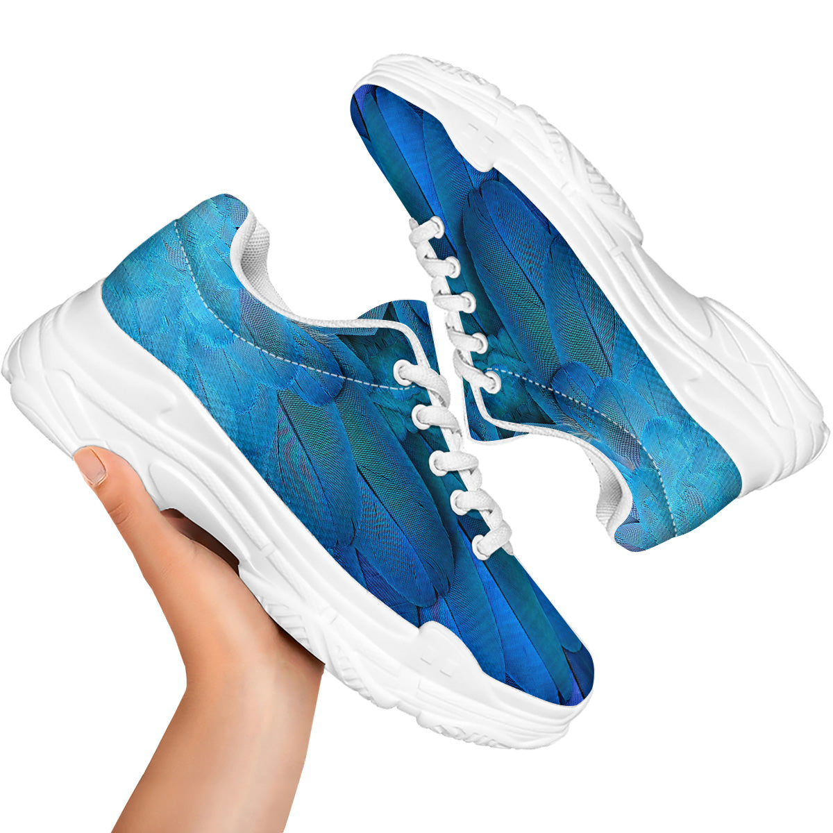 Feather Blue Print White Chunky Shoes-grizzshop