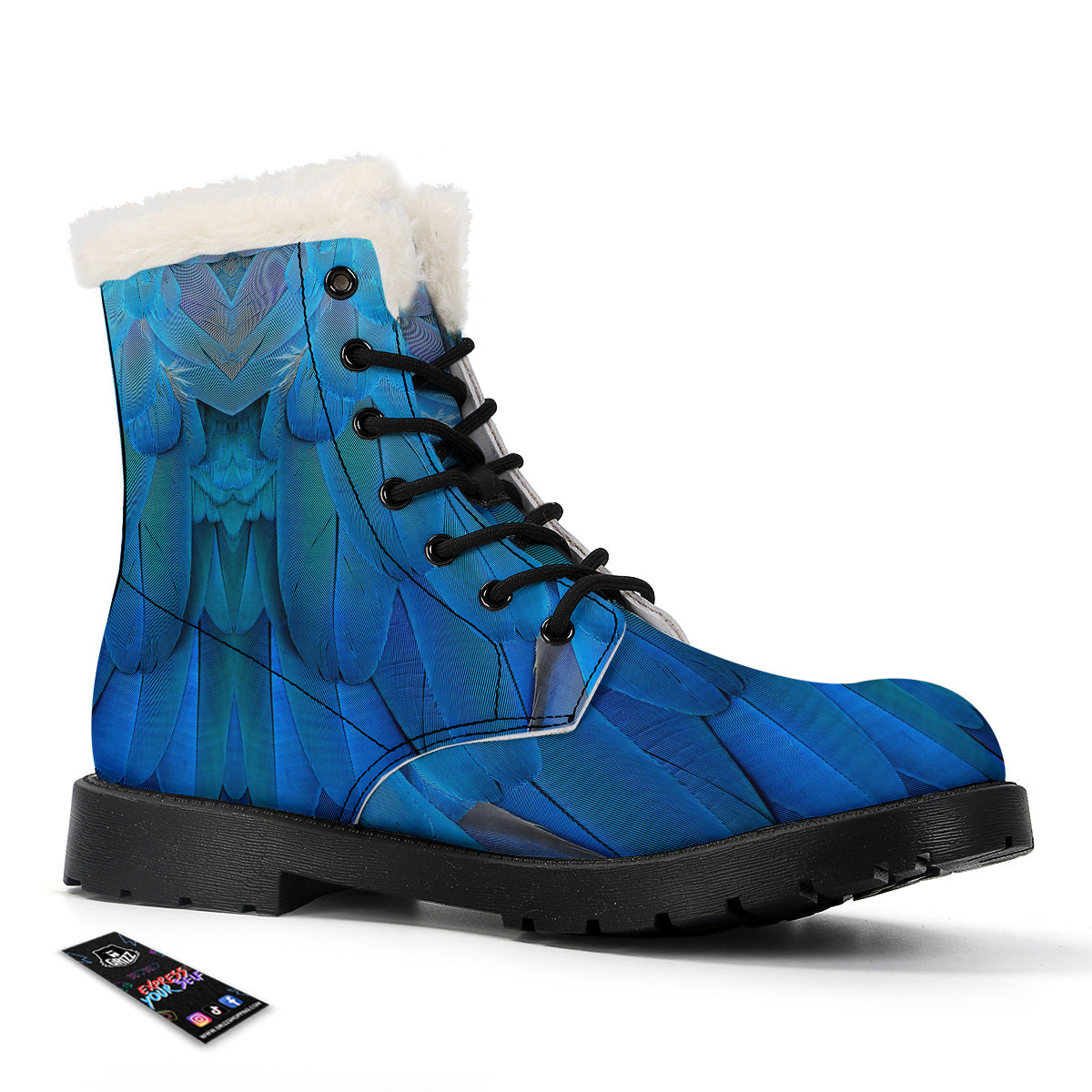 Feather Blue Print Winter Boots-grizzshop