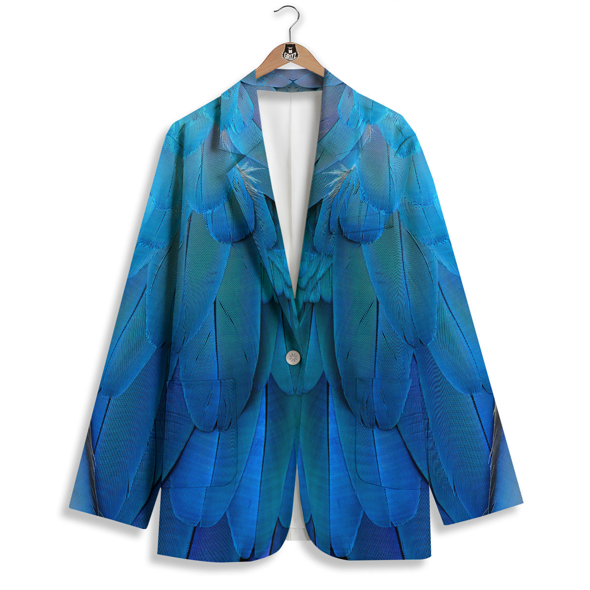 Feather Blue Print Women's Blazer-grizzshop