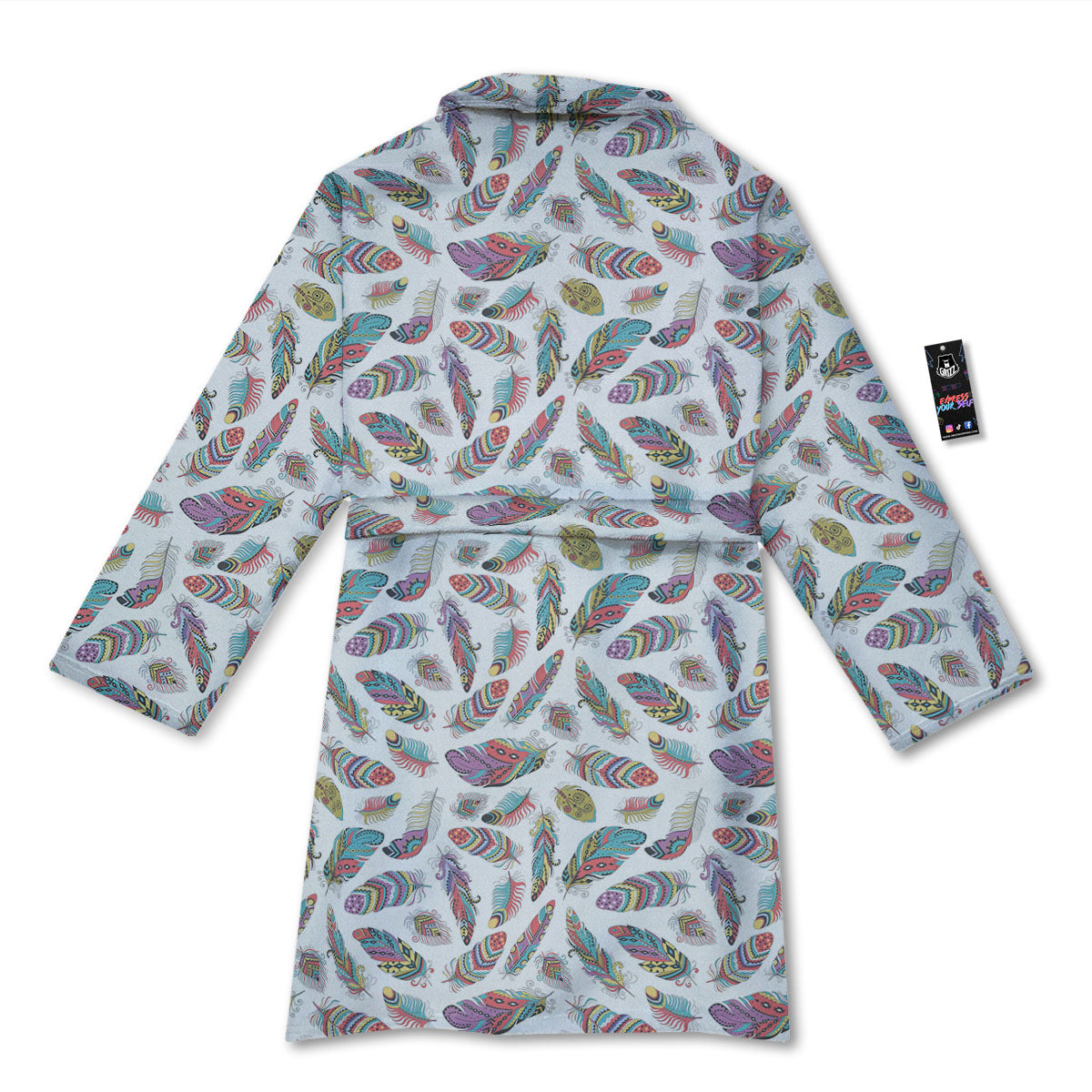 Feather Bohemian Print Pattern Bathrobe-grizzshop