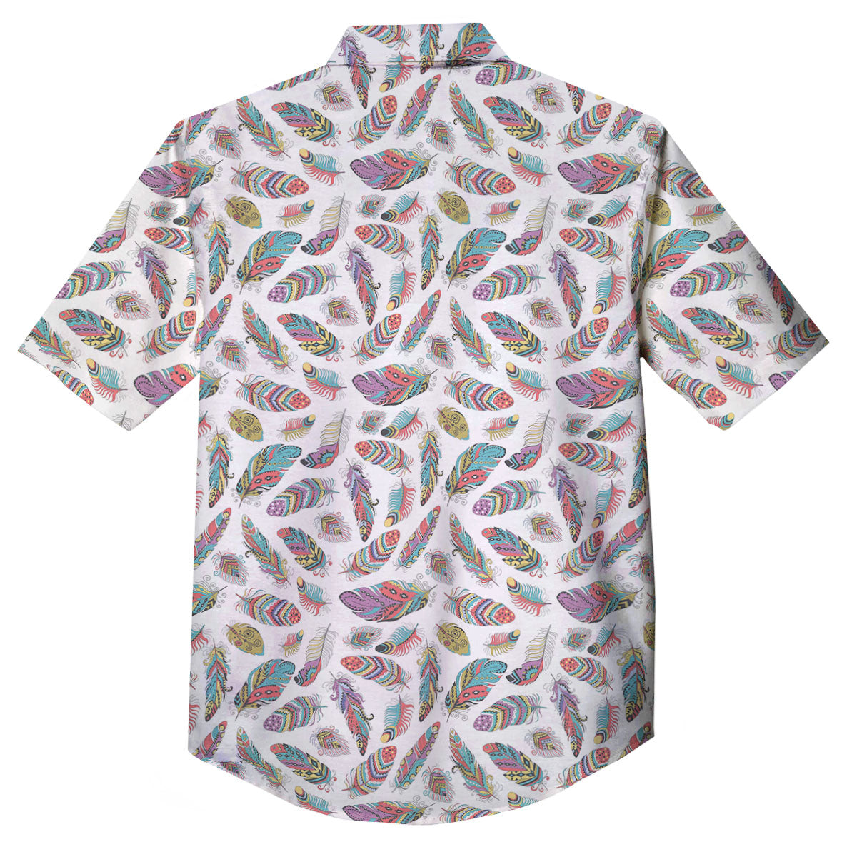 Feather Bohemian Print Pattern Button Up Shirt-grizzshop