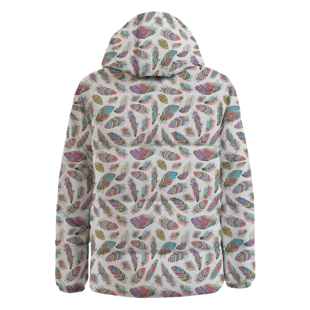Feather Bohemian Print Pattern Down Jacket-grizzshop