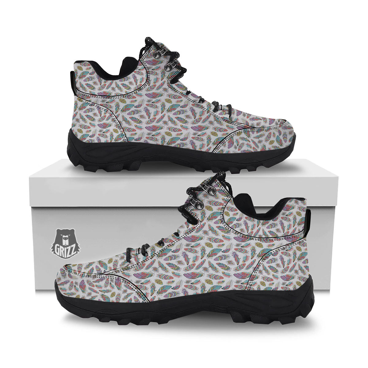 Feather Bohemian Print Pattern Hiking Shoes-grizzshop