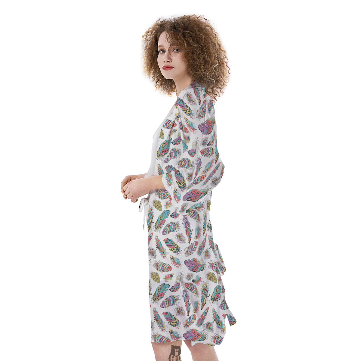 Feather Bohemian Print Pattern Kimono-grizzshop
