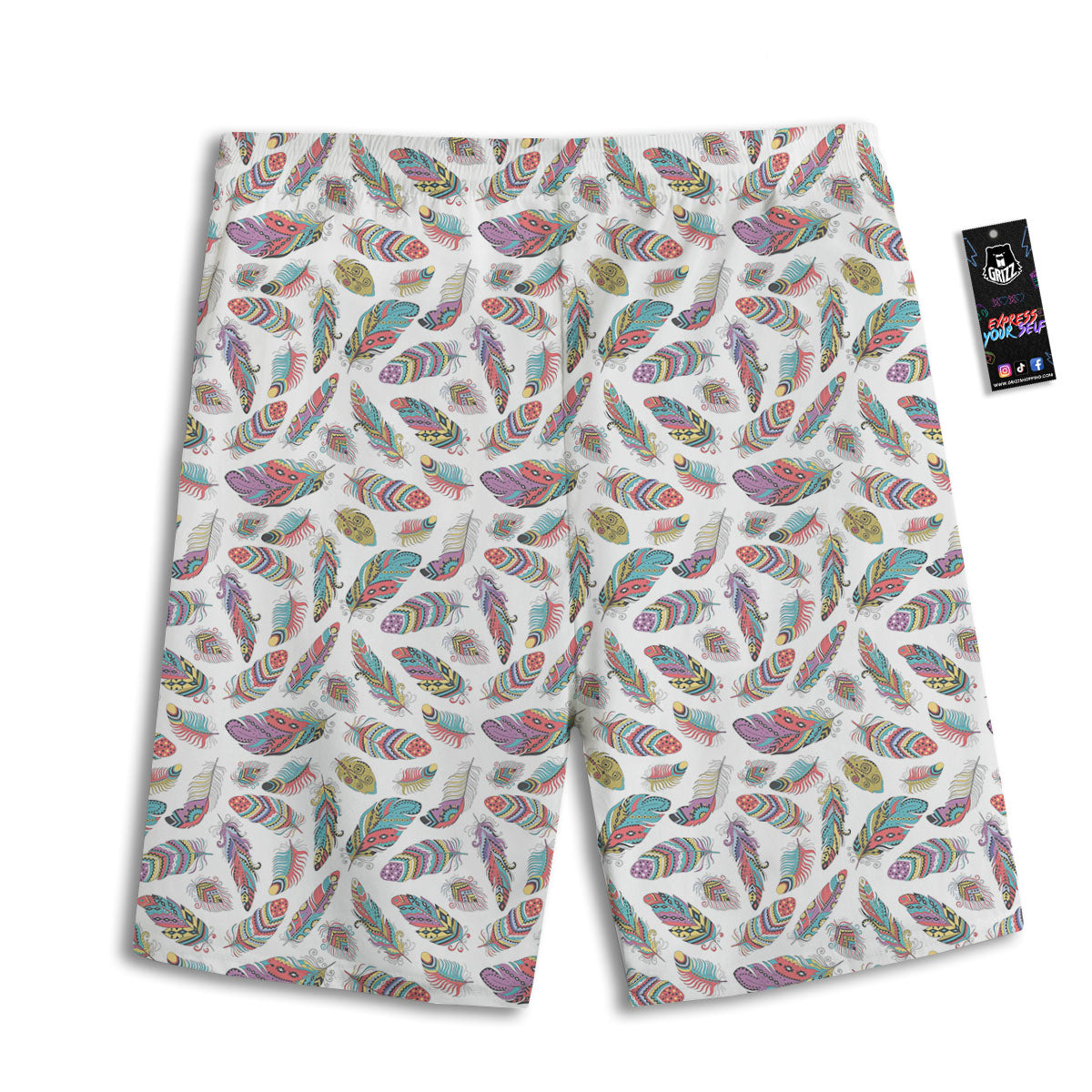 Feather Bohemian Print Pattern Men's Athletic Shorts