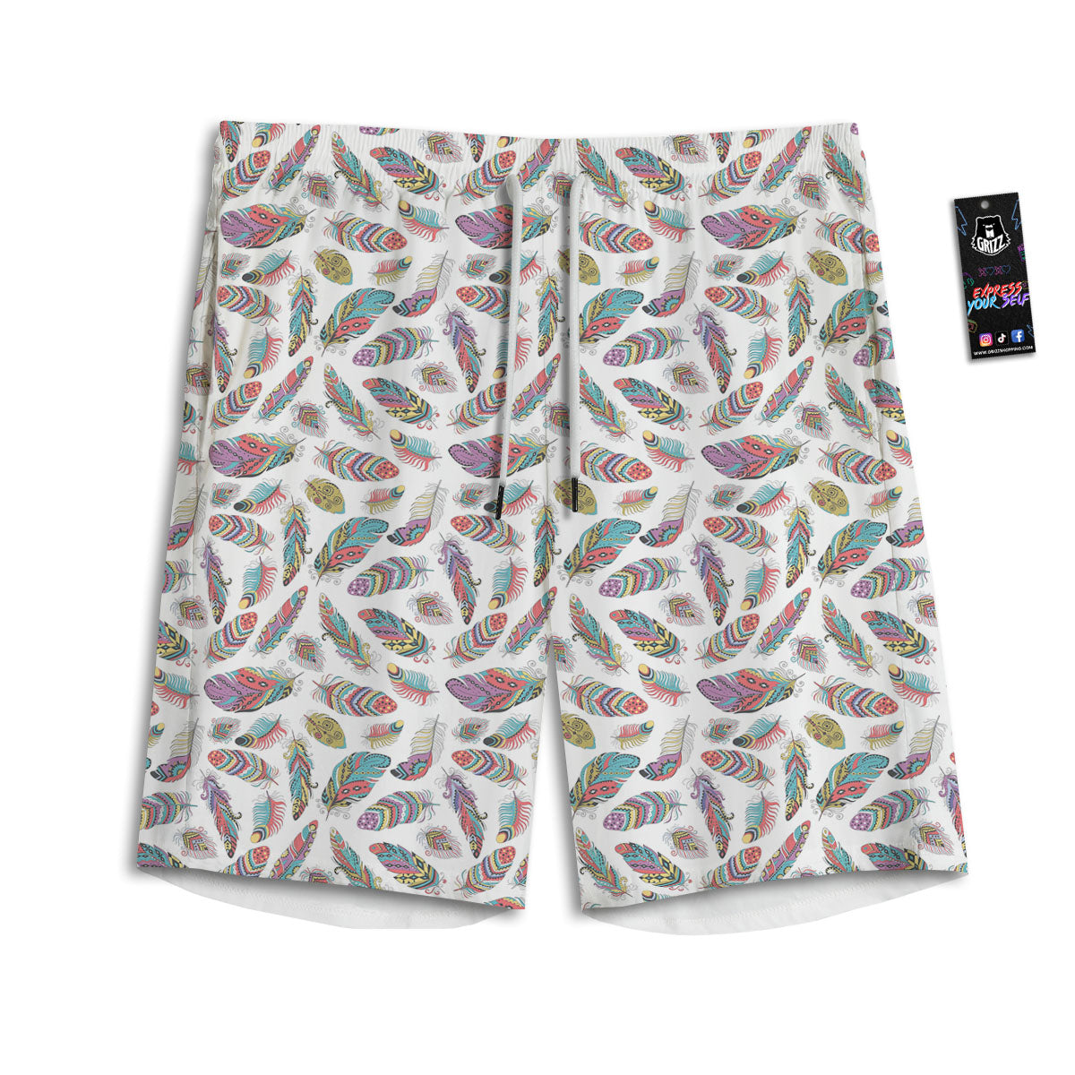 Feather Bohemian Print Pattern Men's Athletic Shorts