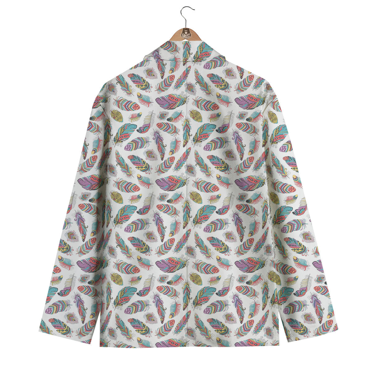 Feather Bohemian Print Pattern Men's Blazer-grizzshop