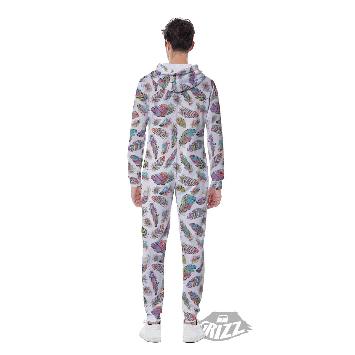 Feather Bohemian Print Pattern Men's Jumpsuit-grizzshop