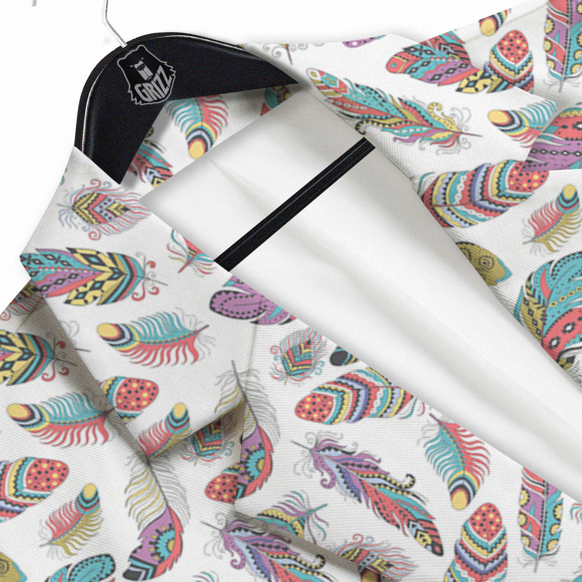 Feather Bohemian Print Pattern Men's Sport Coat-grizzshop