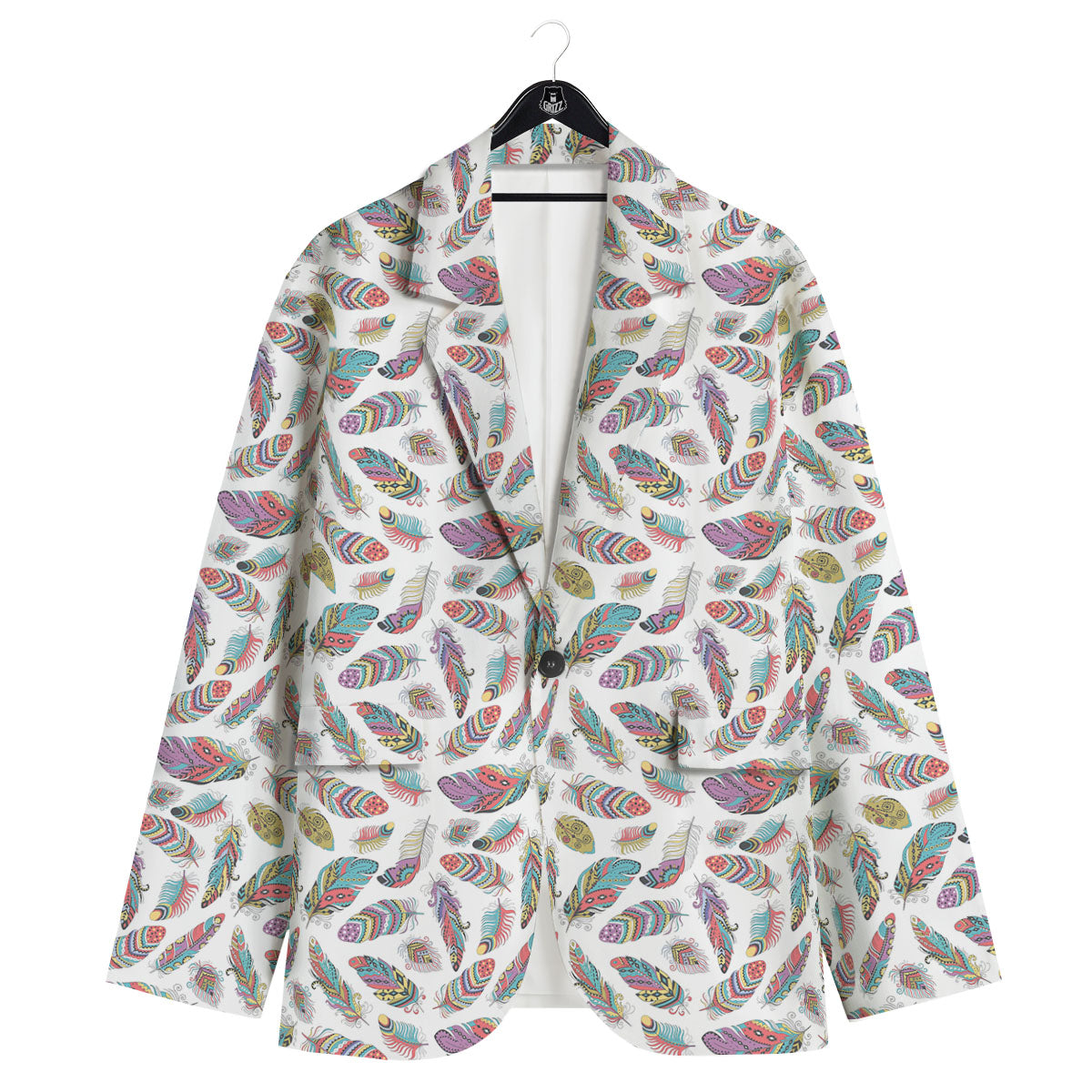 Feather Bohemian Print Pattern Men's Sport Coat-grizzshop