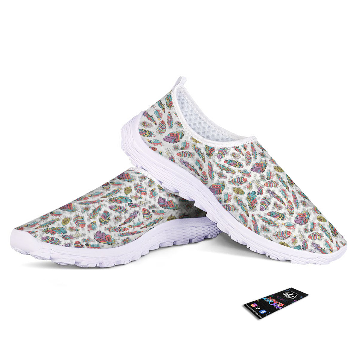 Feather Bohemian Print Pattern Nurse Shoes-grizzshop