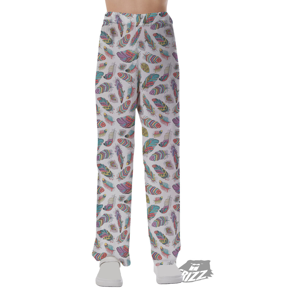 Feather Bohemian Print Pattern Pajama Pants-grizzshop
