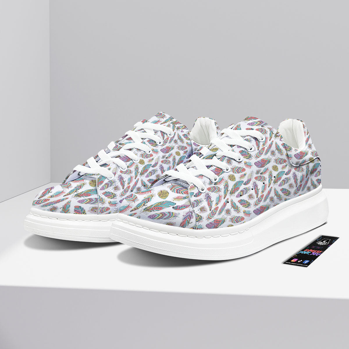 Feather Bohemian Print Pattern Platform Shoes-grizzshop