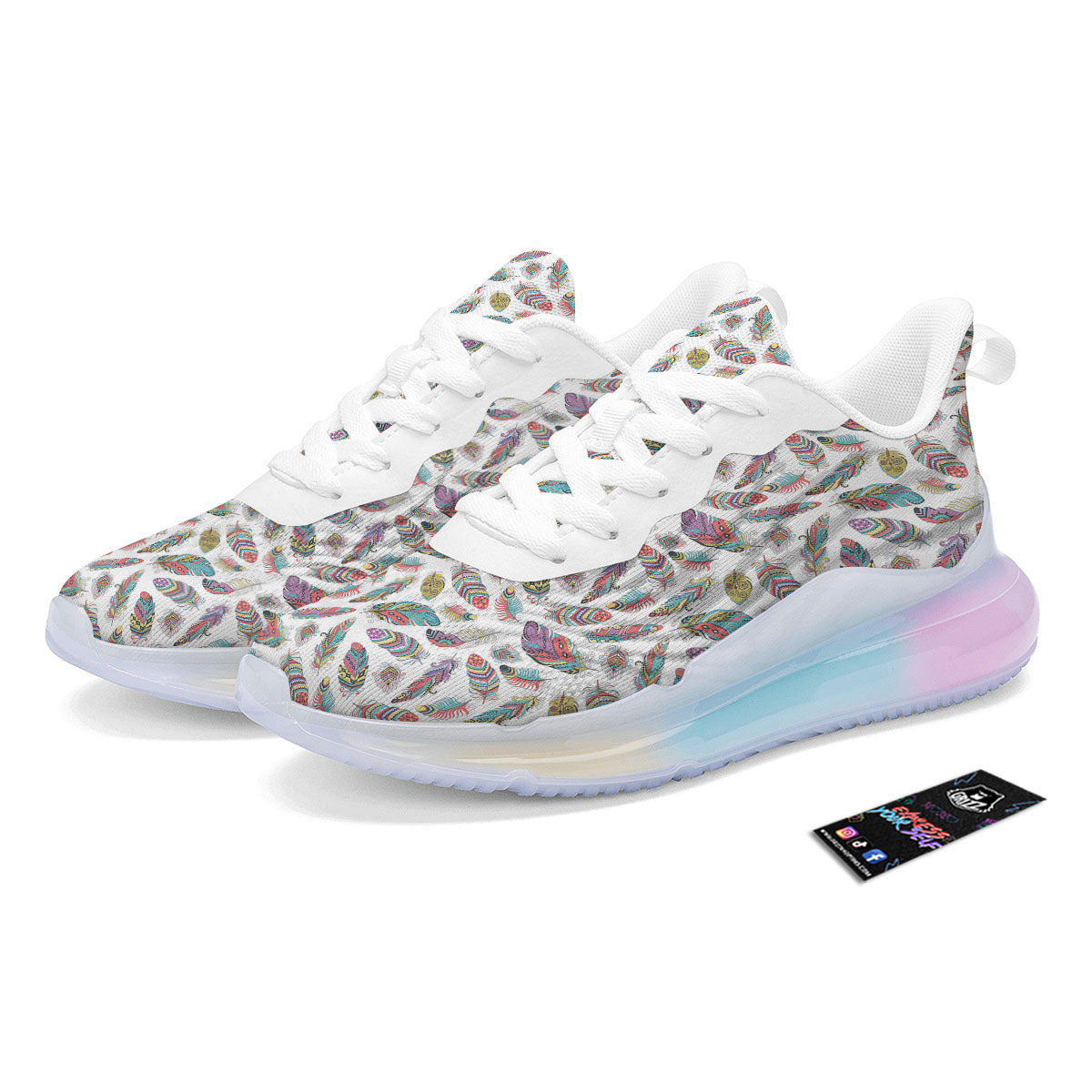 Feather Bohemian Print Pattern Running Sneakers-grizzshop