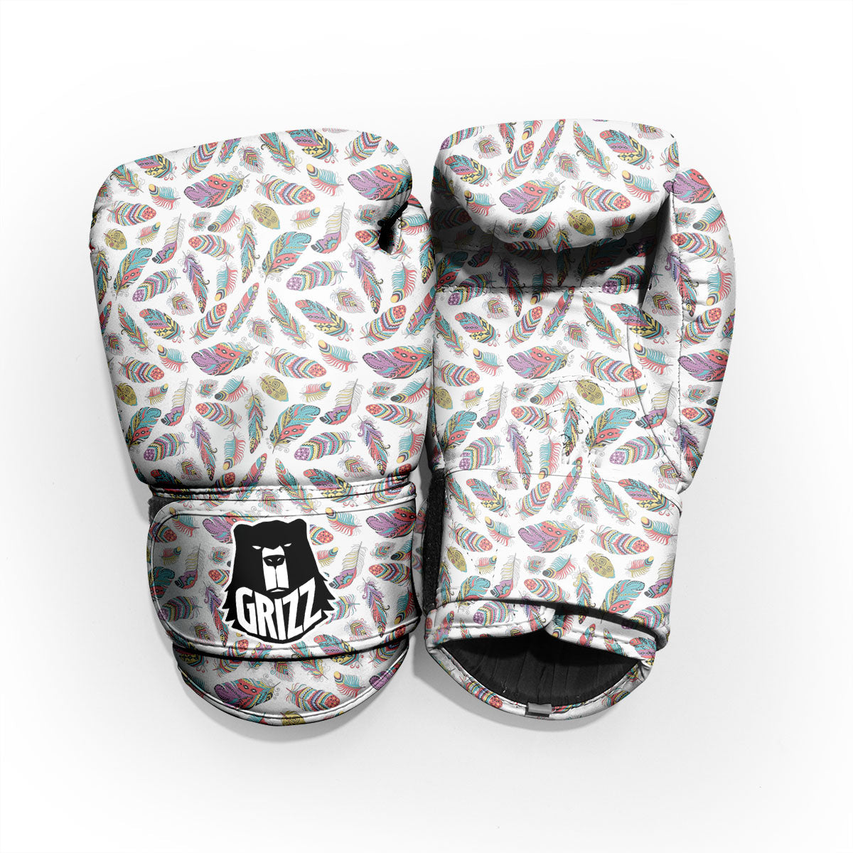 Feather Bohemian Print Pattern Pro Boxing Glove