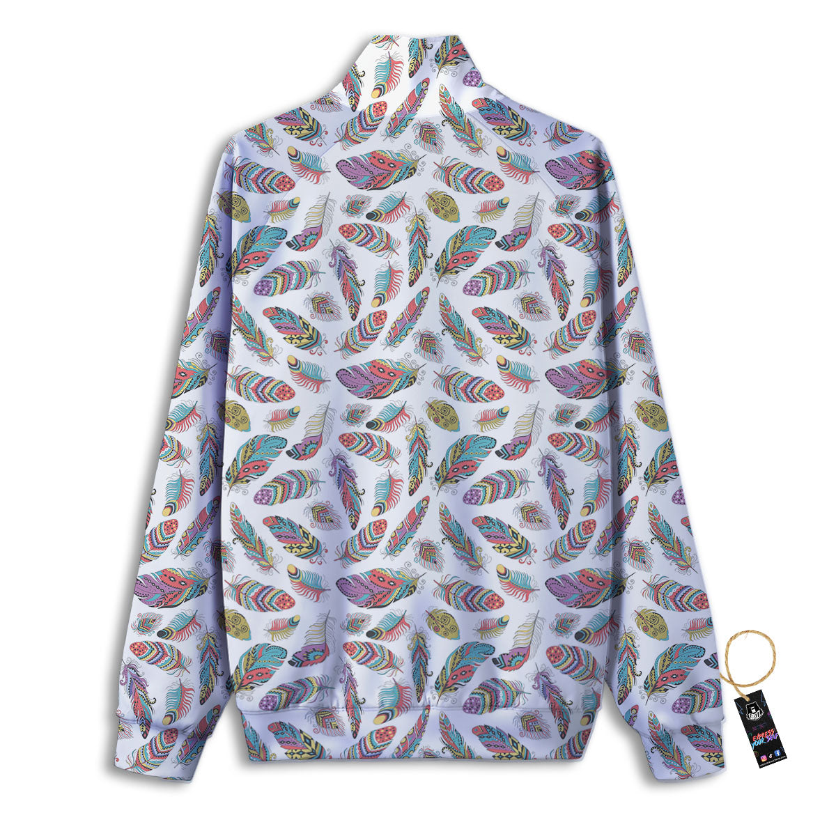 Feather Bohemian Print Pattern Track Jacket-grizzshop
