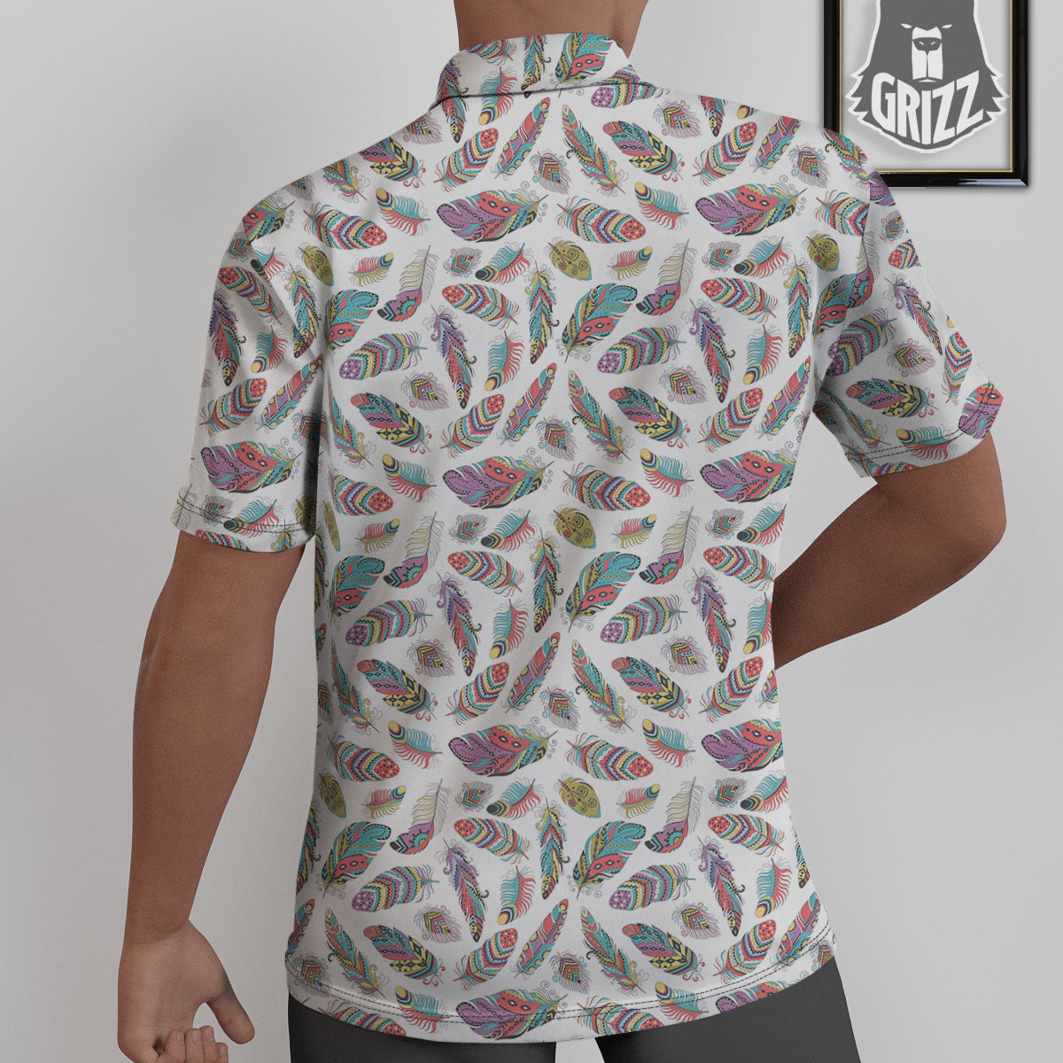 Feather Bohemian Print Pattern Untucked Shirts-grizzshop