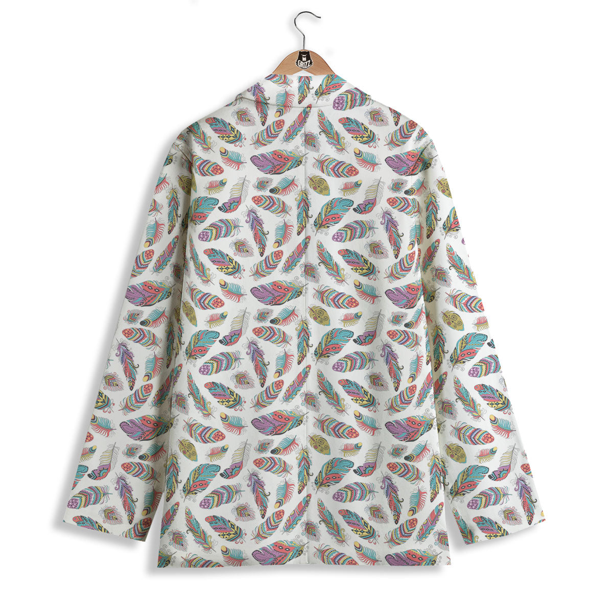 Feather Bohemian Print Pattern Women's Blazer-grizzshop