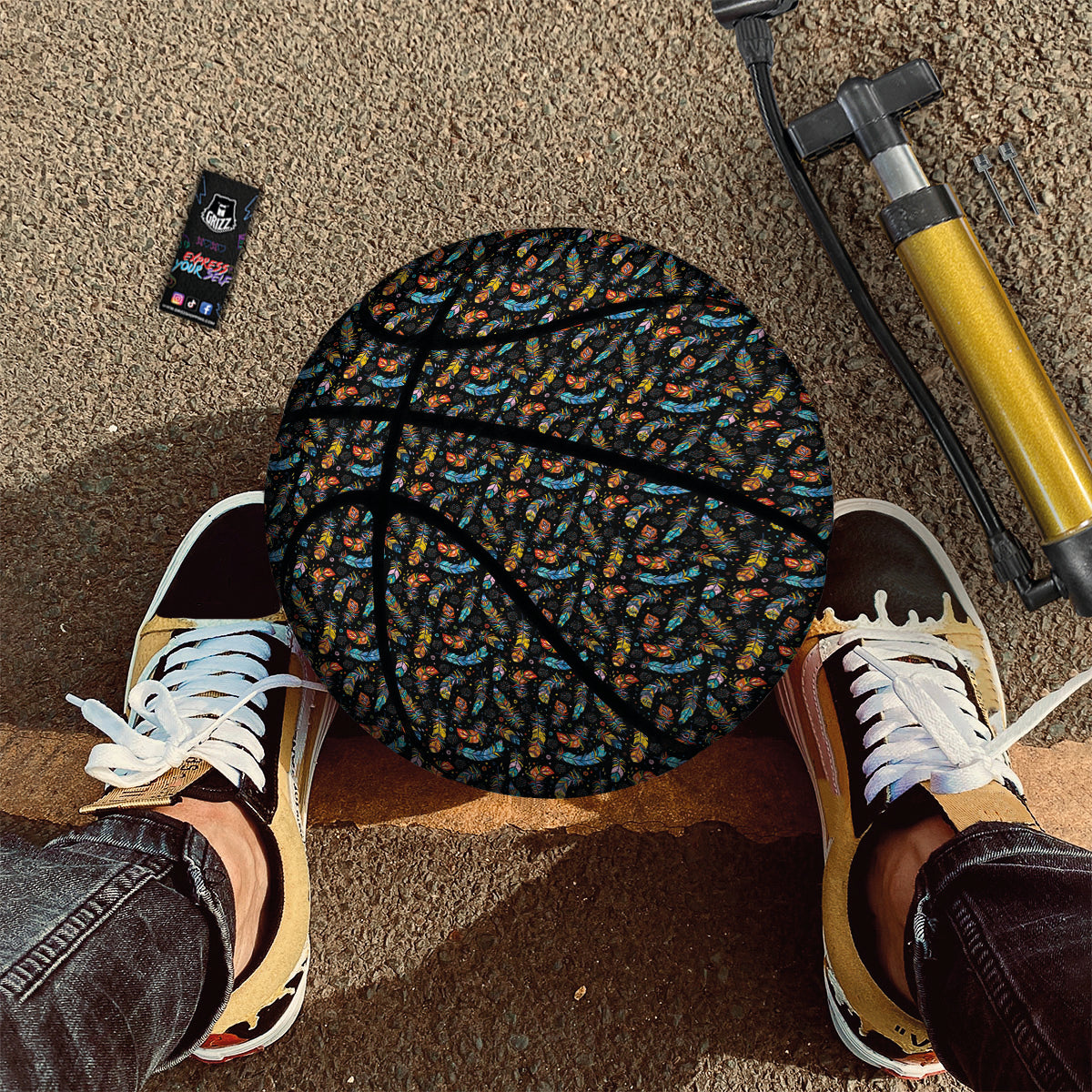 Feather Boho Print Pattern Basketball-grizzshop