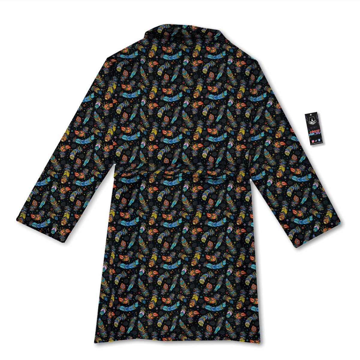 Feather Boho Print Pattern Bathrobe-grizzshop