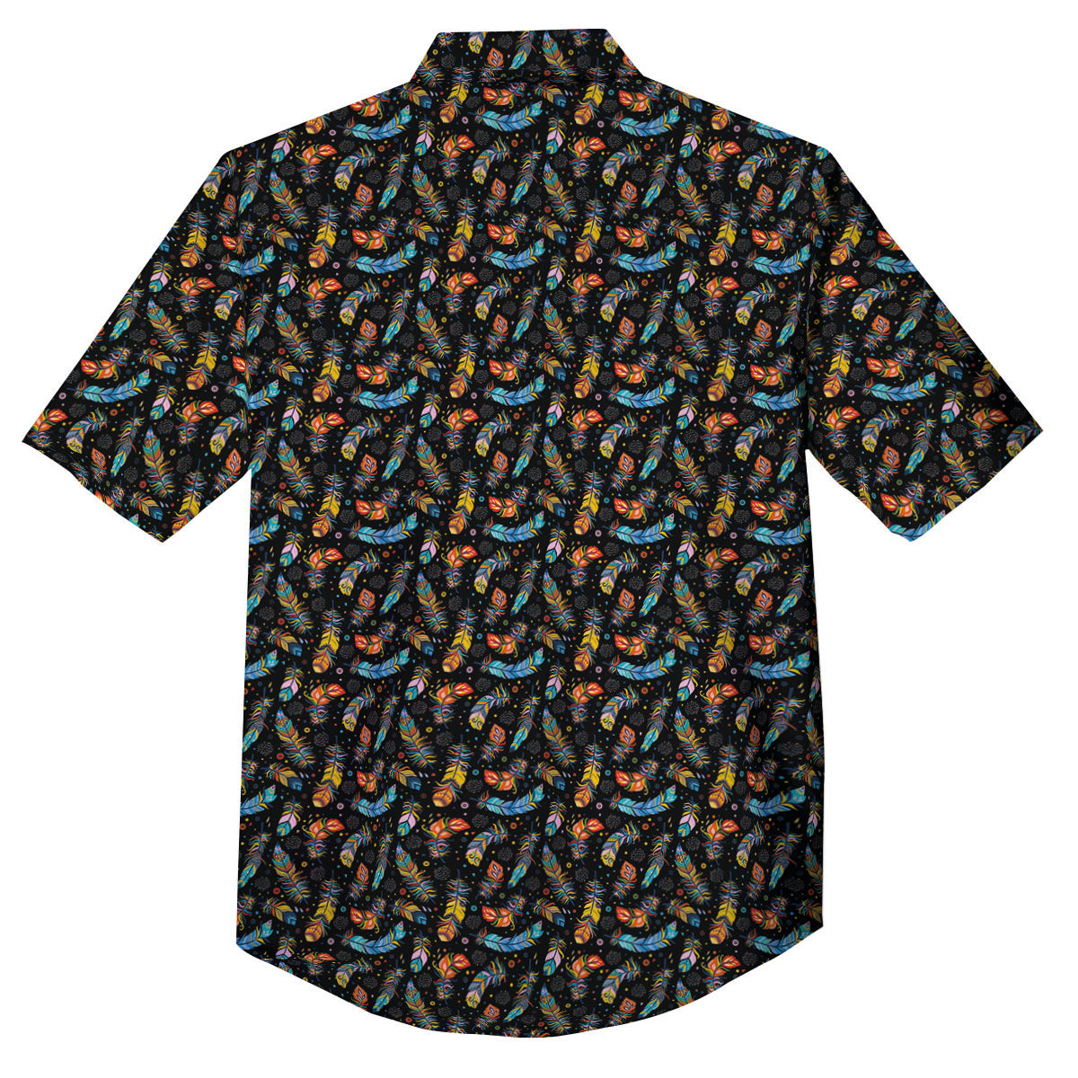 Feather Boho Print Pattern Button Up Shirt-grizzshop