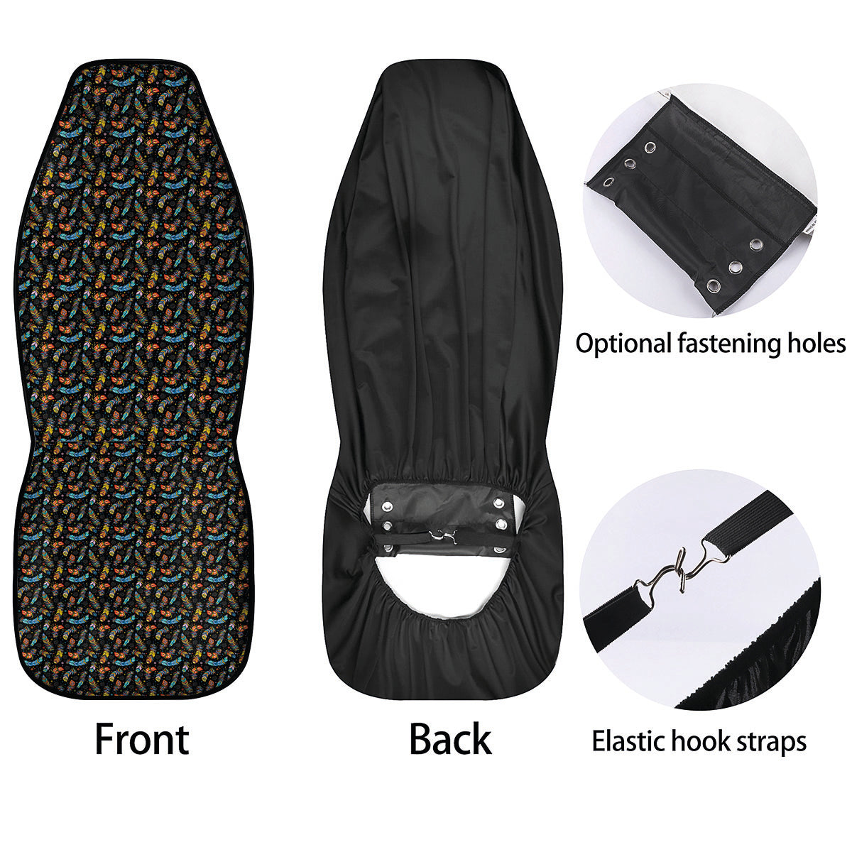 Feather Boho Print Pattern Car Seat Covers-grizzshop