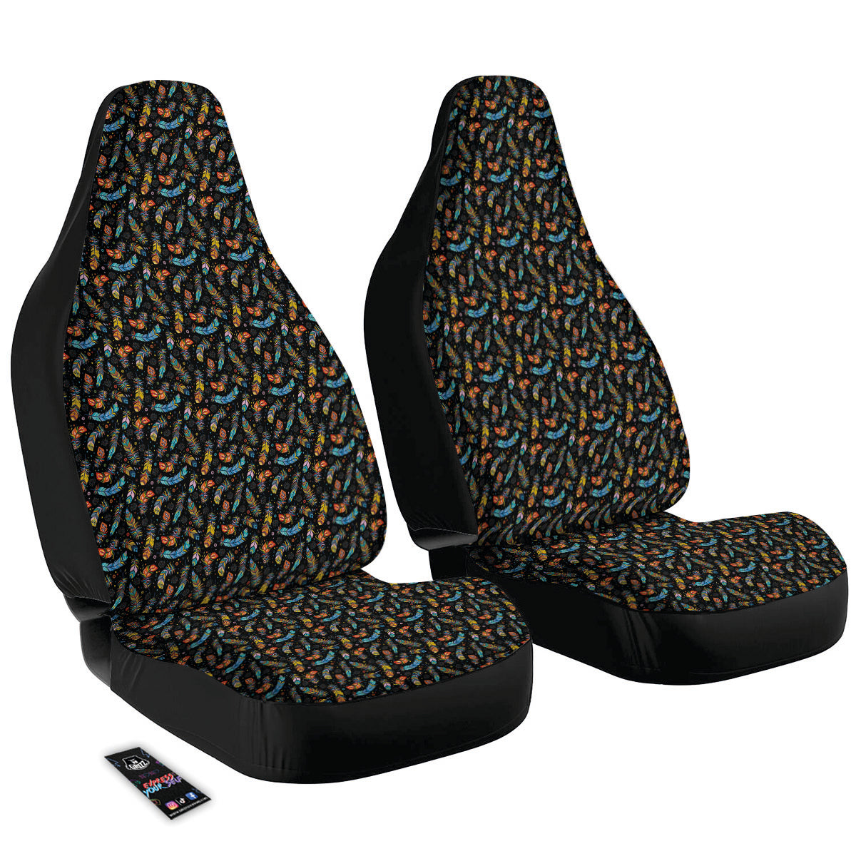 Feather Boho Print Pattern Car Seat Covers-grizzshop