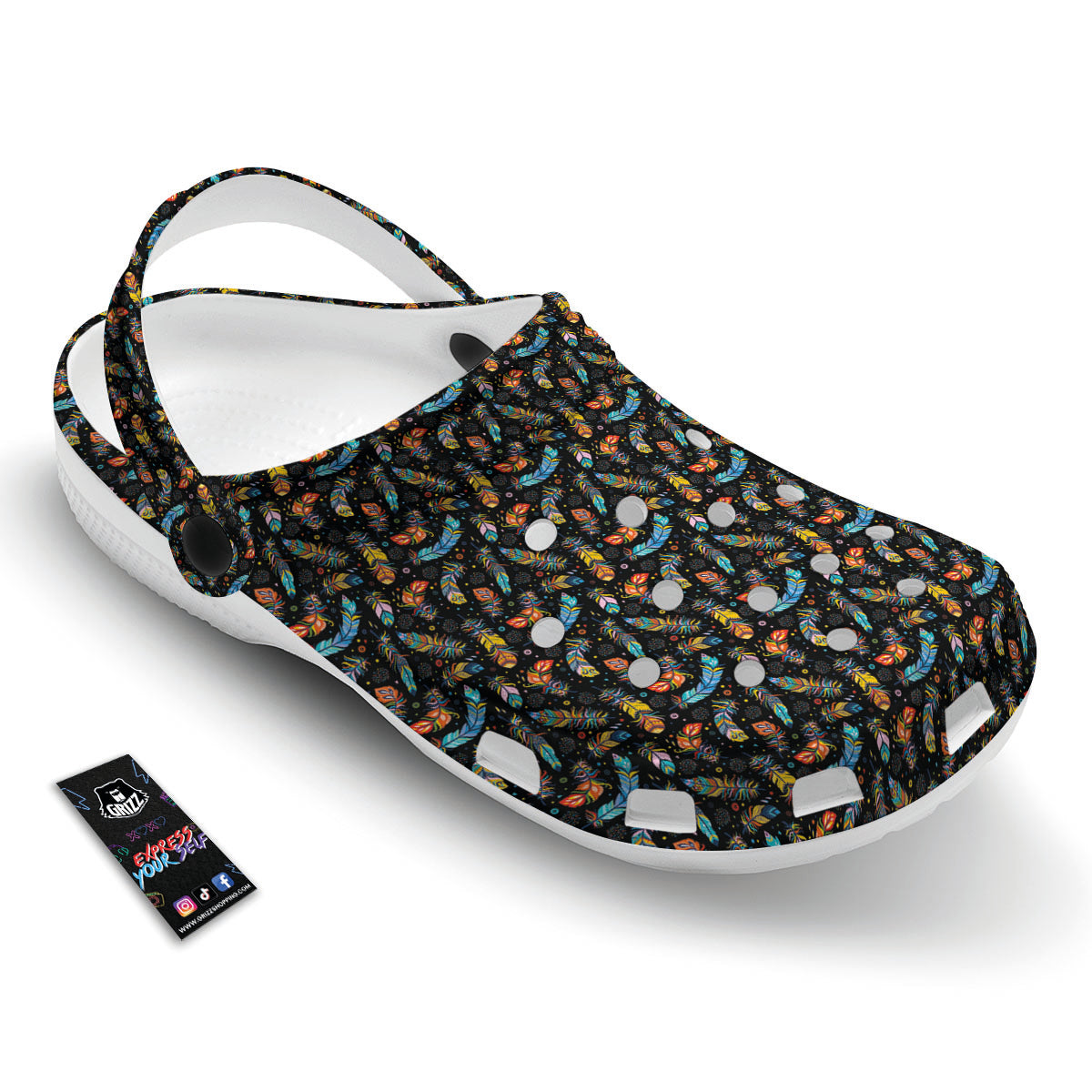 Feather Boho Print Pattern Clog-grizzshop