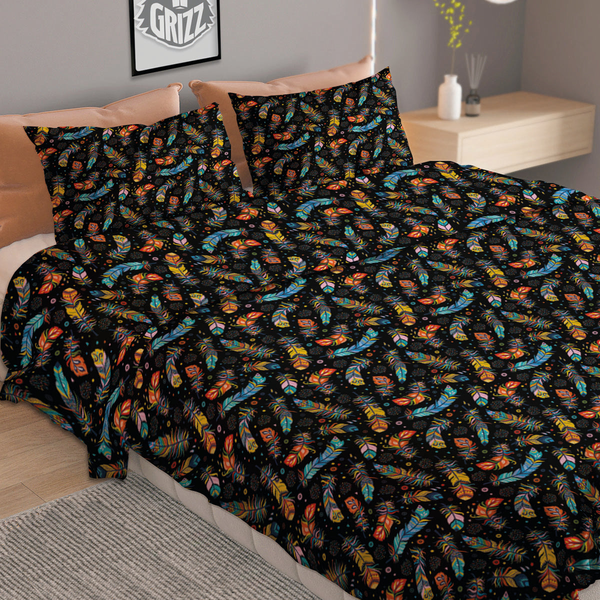 Flower Daffodil Drawing Print Pattern Duvet Cover Bedding Set