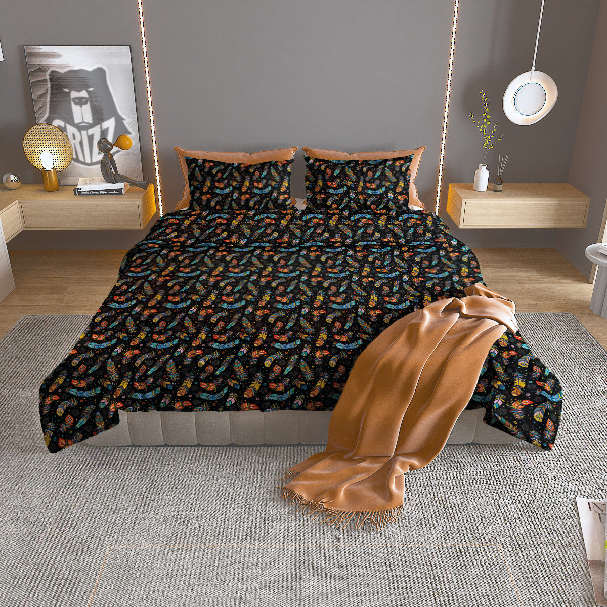 Flower Daffodil Drawing Print Pattern Duvet Cover Bedding Set